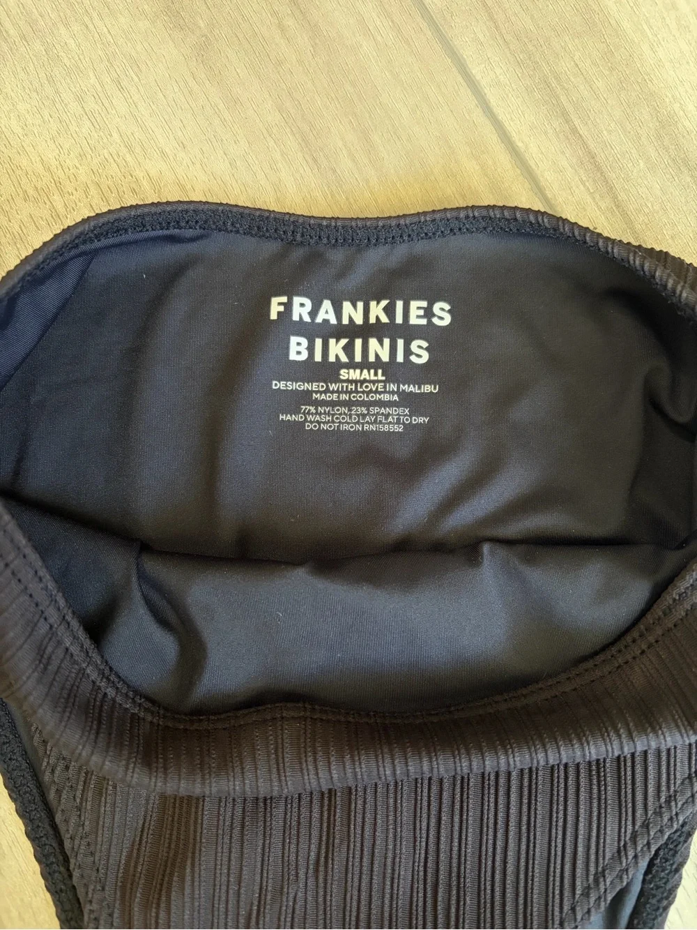 Frankie's Bikinis Ribbed High-Waist Bikini Bottom - Black
